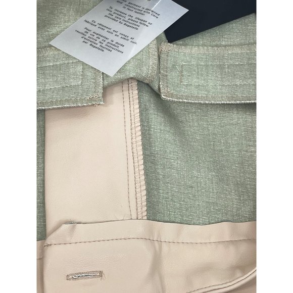 Bagatelle Faux Leather Women’s Cropped Pants L Wide Leg Peach Zip Button - Picture 10 of 14